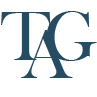 A logo featuring the dark blue overlapping capital letters "T" and "G" with an "A" formed by the intersection of the two letters. The design, embodying strategy and professional elegance, stands out against a white background.